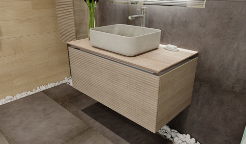 Тумба под раковину Jorno KARAT Kar.01.100/P/BuL 100х54х46 подвесная цвет бук - фото 3