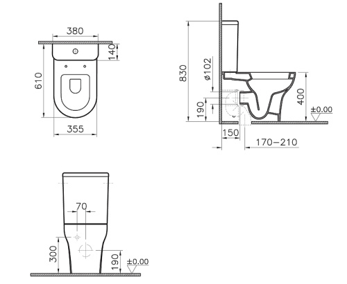 Унитаз напольный с бачком Vitra Zentrum 9012B003-7226 белый с сиденьем микролифт - фото 3