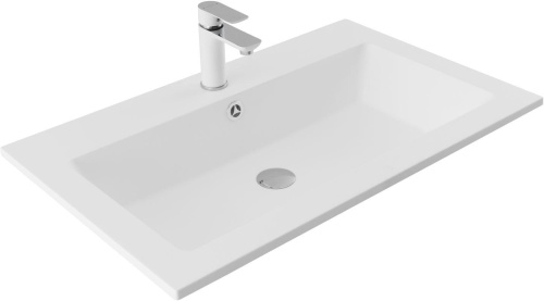 Раковина из литьевого мрамора Aquanet Электра 00326512 80х50 полувстраиваемая цвет белый 1 отверстие под смеситель - фото 5