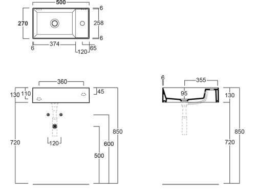 Раковина из санфаянса Simas AG 50 nero 50х27 подвесная цвет черный глянцевый - фото 2