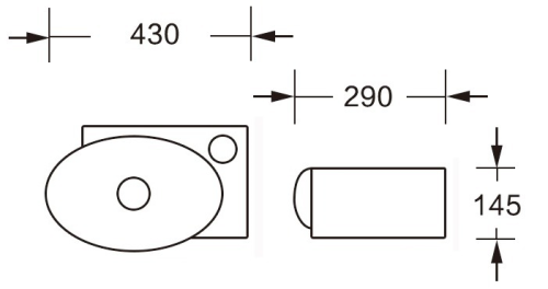 Раковина из сантехнического фарфора MILLEAU PERL MU058B-GW 43х29 подвесная цвет белый глянцевый 1 отверстие под смеситель - фото 2