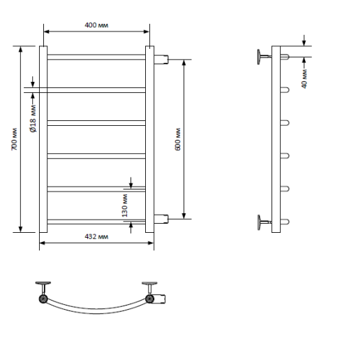 Полотенцесушитель Indigo Arc LASW70-40WM-б/п-60 48х70 водяной белый матовый - фото 4