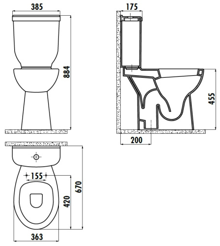 Чаша унитаза напольная Creavit BD305-11CB00E-0000 цвет белый без бачка без сиденья душевой смыв - фото 2