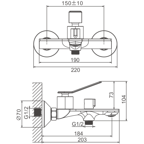 Смеситель для ванны и душа BELZ B60618 настенный хром - фото 2
