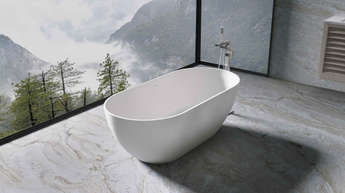 Ванна из искусственного камня Vincea Solid Surface VBT-4S04MW 170х80 отдельностоящая овальная - фото 3