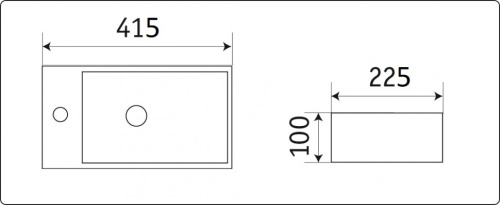 Раковина из санфаянса CeramaLux D1043 42х23 подвесная цвет белый 1 отверстие под смеситель - фото 2