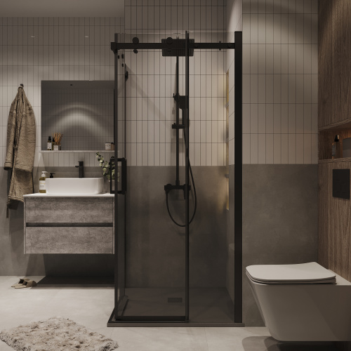 Душевой уголок Grossman Classic 300.K33.04.1010.21.00 100х100 стекло прозрачное профиль черный матовый без поддона - фото 5