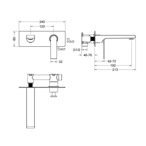 Смеситель для раковины Timo Anni 2771/03SM встраиваемый в стену черный матовый - фото 2
