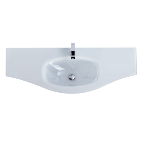 Раковина стеклянная Cezares 82411 138х52 подвесная цвет белый 1 отверстие под смеситель - фото 2