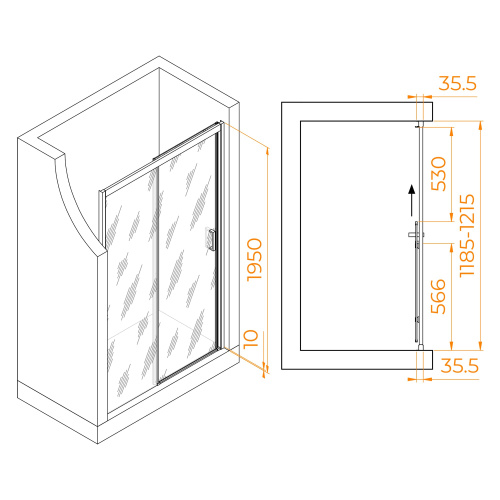 Душевая дверь RGW Passage 350801712-24 120х195 стекло матовое профиль черный - фото 5