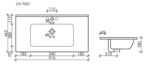 Раковина из сантехнического фарфора Ceramica Nova ELEMENT CN7002 90х50 накладная цвет белый 1 отверстие под смеситель - фото 4