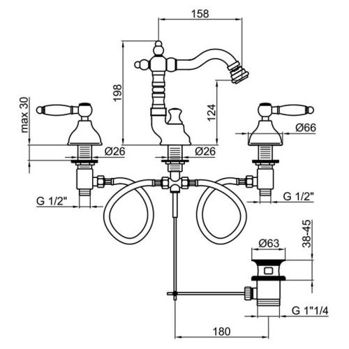 Смеситель Webert Dorian DO710502065 на биде бронза - фото 3