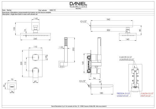 Душевая система Daniel Skyline SK617Z-DO встраиваемая цвет золото - фото 3