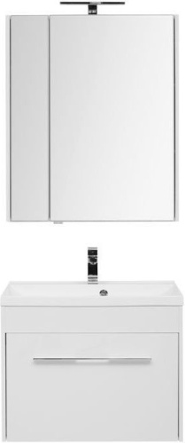 Комплект мебели: тумба с раковиной + зеркало-шкаф Aquanet Августа 00287682 75x48x140 подвесной цвет белый - фото 3
