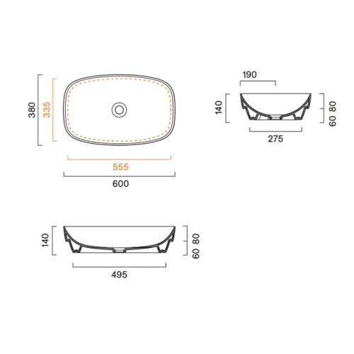 Раковина керамическая Catalano Alvea 60 см 624600001 полувстраиваемая цвет белый без отверстий под смеситель - фото 2