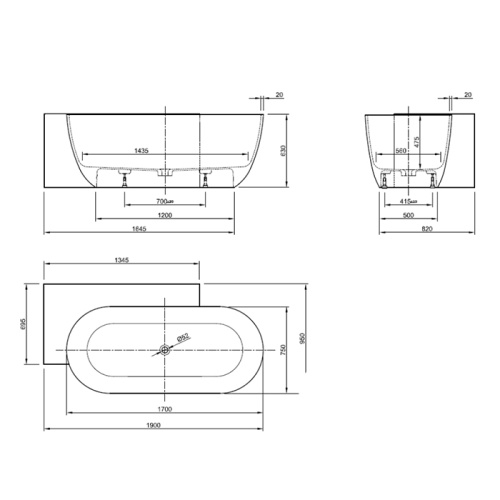 Ванна из искусственного камня Knief Lotus 0600-613-L-01 190х95 отдельностоящая овальная - фото 2