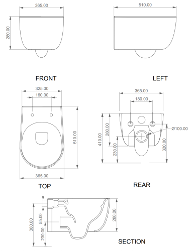 Чаша унитаза подвесная GSG Ceramic Design Hit! HIWCSO000 цвет белый без сиденья безободковая смыв торнадо - фото 2