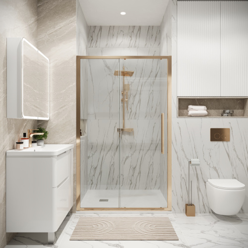 Душевая дверь Grossman Cosmo 100.K33.02.130.32.00 130х195 стекло прозрачное профиль золото глянцевое - фото 4