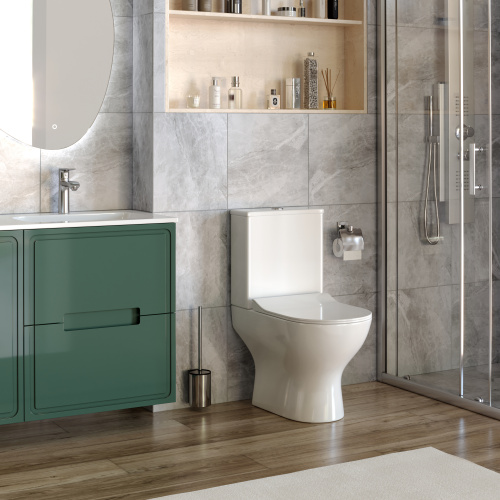 Унитаз напольный с бачком Taliente Arte AR35045 белый с сиденьем безободковый душевой смыв - фото 4