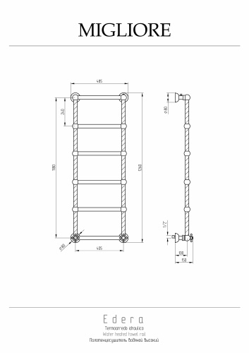 Полотенцесушитель Migliore 20307 49х126 водяной бронза - фото 2