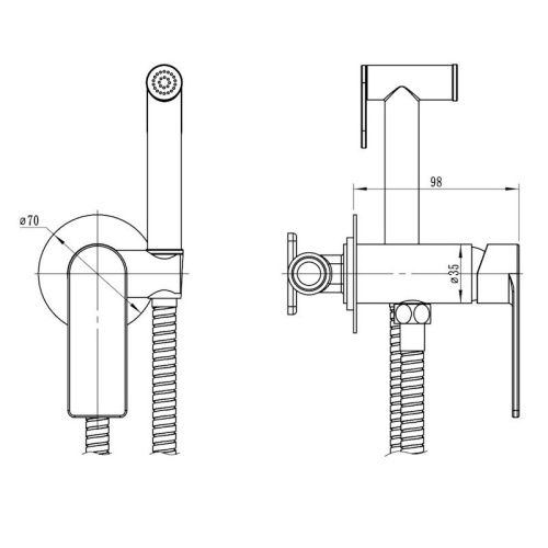 Гигиенический душ со смесителем Voda Neva NVSMHGM оружейная сталь - фото 3