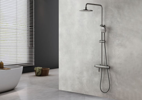 Душевая стойка LeMark Bronx LM3772GM настенная с термостатом - фото 2