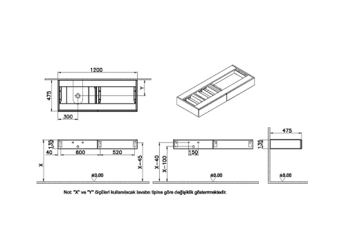 Тумба под раковину Vitra Origin 65681 120х48х14 подвесная цвет дуб - фото 3