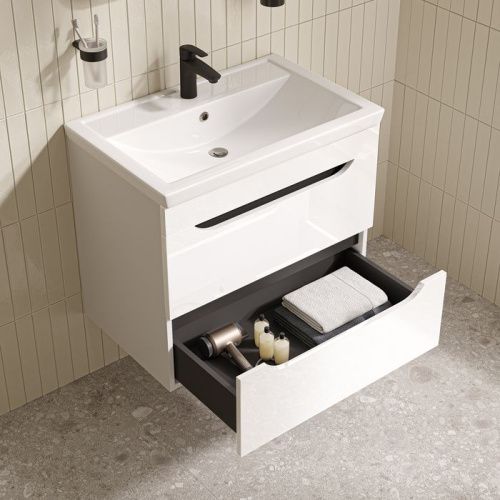 Тумба с раковиной IDDIS Ray RAY70W0i95K 71х47х61 подвесная цвет белый - фото 5