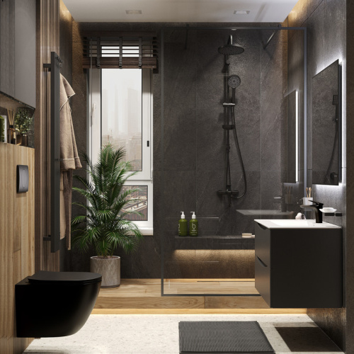 Душевая стойка Bond Circle B01-8888 настенная цвет черный матовый - фото 3