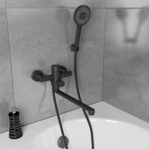 Смеситель для ванны Rush Melos SUS1101-51Black настенный черный - фото 3