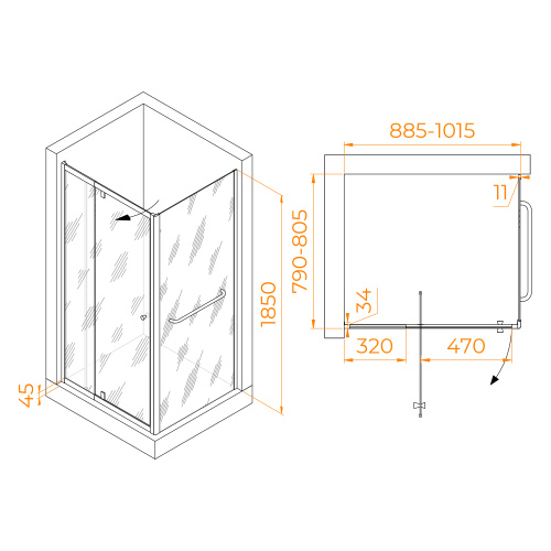 Душевой уголок RGW Passage 410844198-011 90х80 стекло прозрачное профиль хром глянцевый без поддона - фото 2