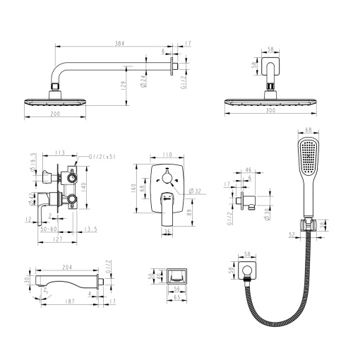 Душевая система LeMark Ursus LM7222BL встраиваемая в стену - фото 2