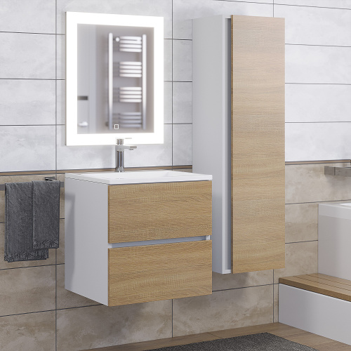 Тумба с раковиной Uperwood Barsa 29830205646 50х45х57 цвет белый/дуб сонома - фото 2