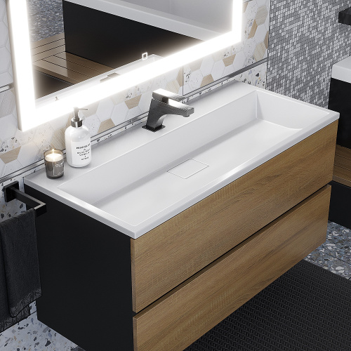 Раковина из литьевого мрамора Uperwood Barsa 293020531 100х45 полувстраиваемая цвет белый - фото 5