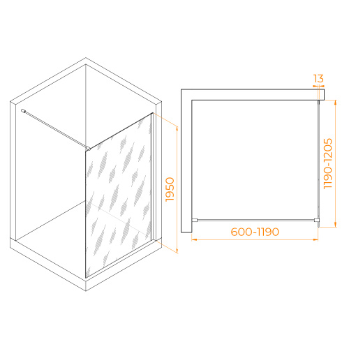 Душевая перегородка RGW Walk In 351001012-21 120х195 стекло матовое профиль хром глянцевый - фото 2