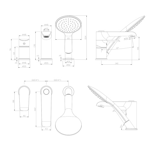 Смеситель Rossinka W W40-39 на борт ванны белый/хром - фото 2