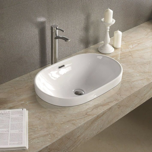 Раковина керамическая Art&Max AM-5006-C 61х40 полувстраиваемая цвет белый