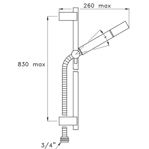 Душевой гарнитур Stella Completamenti UN 03121 PV12 настенный  черный матовый - фото 2