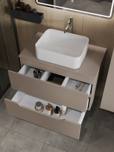 Тумба с раковиной Orange Line Li-80TuLMDF+B02-460W 81х46х68 цвет бежевый - фото 4