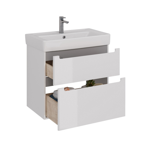 Тумба под раковину LeMark Buno LM04B80T 74х45х63 напольная/подвесная цвет белый/серый - фото 2