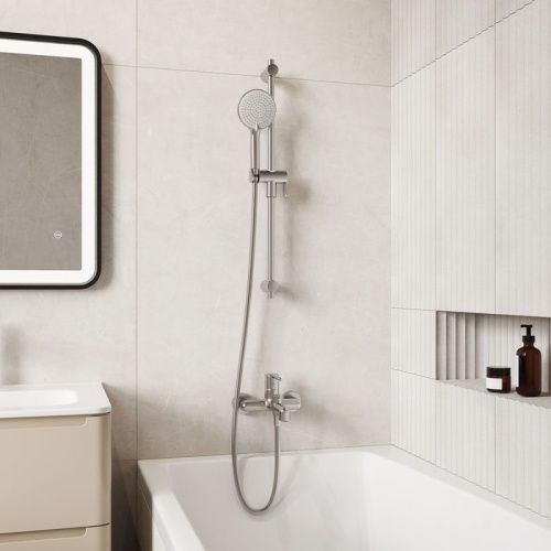 Смеситель для ванны и душа IDDIS Aiger AIGBC00i02WA настенный хром матовый - фото 2