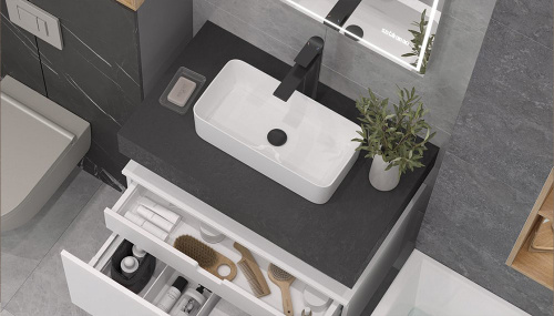 Тумба Velvex UNIT tpUNI.80.H27.Y-223 80х48х27 подвесная цвет белый лед - фото 3