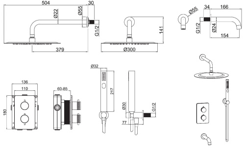 Душевая система Allen Brau Priority 5.31014-31 встраиваемая в стену цвет черный с термостатом - фото 2