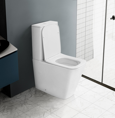 Унитаз напольный с бачком Abber Rechteck AC1210TMW белый матовый с сиденьем безободковый смыв торнадо - фото 4