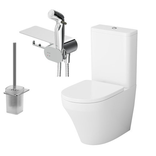 Унитаз напольный с бачком Am.Pm Inspire V2.0 CK50C1704W белый/хром с сиденьем микролифт душевой смыв - фото 2