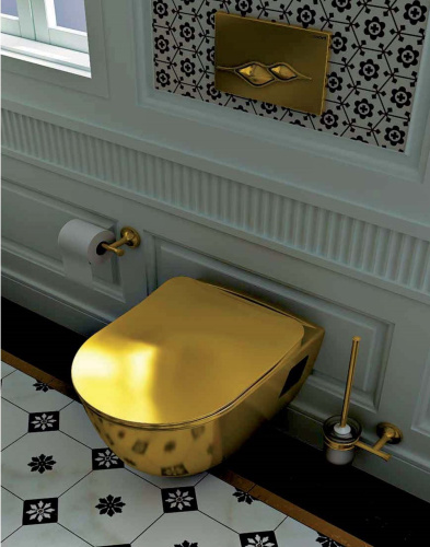 Клавиша смыва механическая Creavit GP1006.00 цвет золото матовое - фото 3