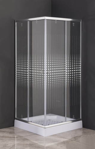 Душевой уголок Parly ZQ8111 80х80 стекло прозрачное с рисунком профиль хром глянцевый с поддоном - фото 5