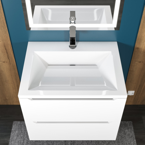 Раковина из искусственного мрамора Uperwood Olivia ROlivia60wg 60х45 полувстраиваемая цвет белый глянцевый - фото 3