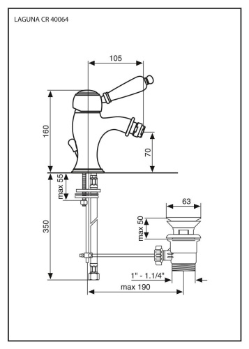 Смеситель Emmevi Laguna 40064/CR на биде хром - фото 2