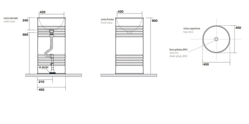 Раковина из сантехнического фарфора Kerasan Artwork 474383 45х45 напольная цвет коричневый - фото 4